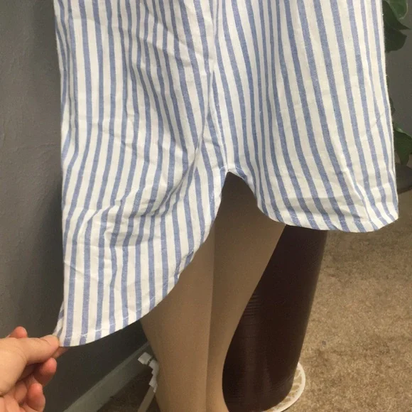 Vintage Blue & White Striped Embroidered Dress - Picture 5 of 11